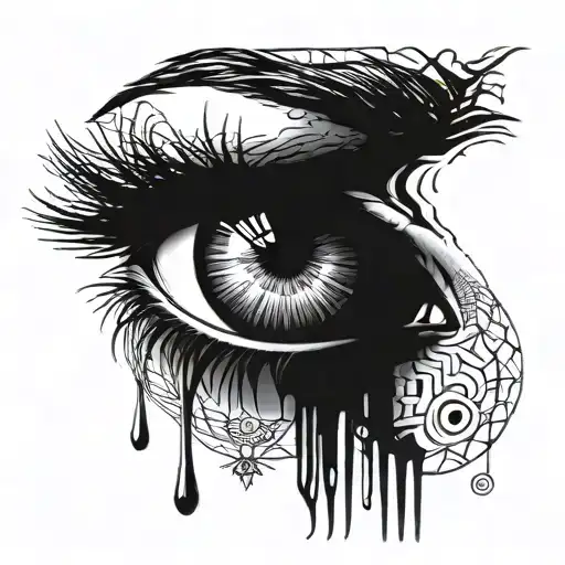 Eye Symbolizing Awareness and Consciousness with blackwork style tattoo design idea