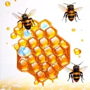 estradiol molecule in honeycomb with bees and honey tattoo design idea