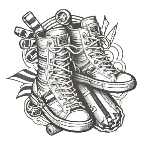 barber pole and sneakers themed tattoo tattoo design idea