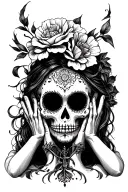 Day of Dead hear no evil speak no evil tattoo design idea