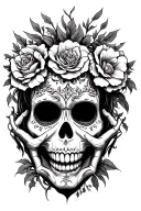 Day of Dead hear no evil speak no evil tattoo design idea
