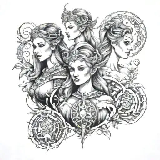 Maria, Georgia and freya behind me in Norse style design tattoo design idea