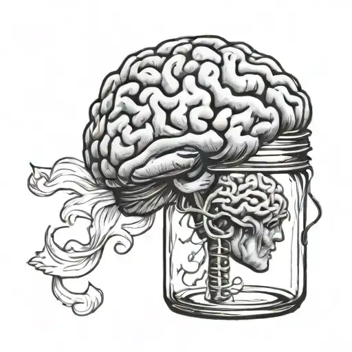 human brain in a glass mason jar tattoo design idea