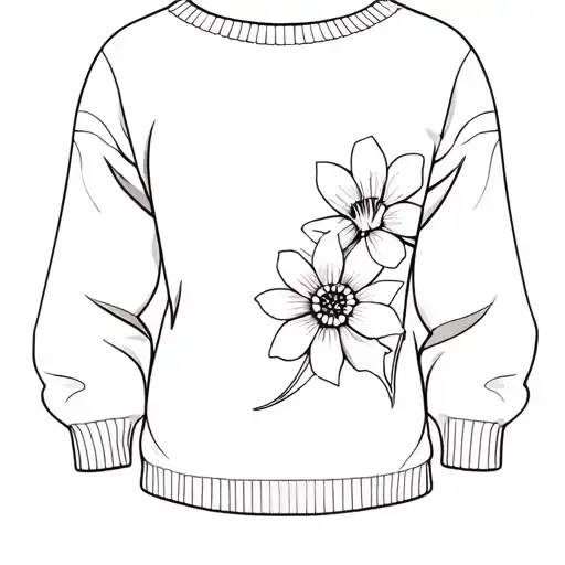 inscription: Size of the sweater up to 12 years. smoothly turns into flowers in the style of minimalism and sophistication tattoo design idea