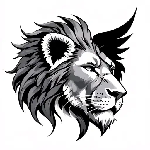 half lion half gladiator face tattoo design idea