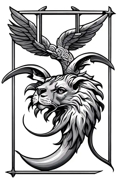 Libra symbol with Leo zodiac symbol as main supporting base then Cancer, Virgo, and Aries smybols included tattoo design idea