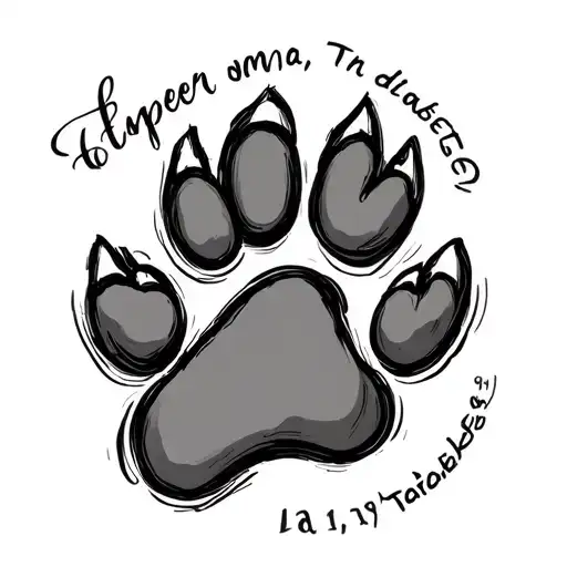 Make Sketch of a bold tatto using the symbol for lymphoma, Type 1 diabetes and a dog paw for the forearm  tattoo design idea