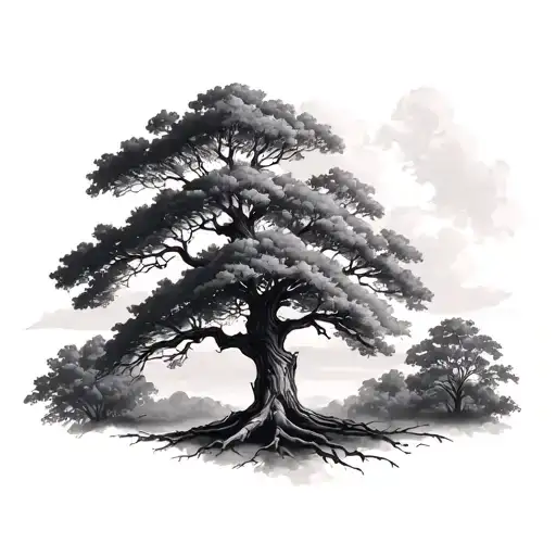 Oak Tree tattoo design idea
