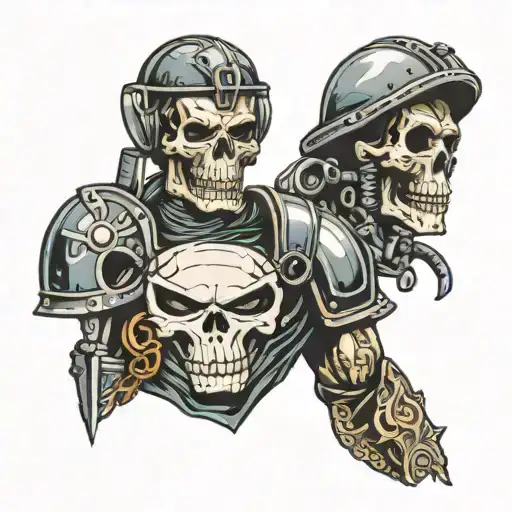 themis with face of punisher with hard hat  tattoo design idea