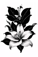 lily flower and bee tattoo design idea