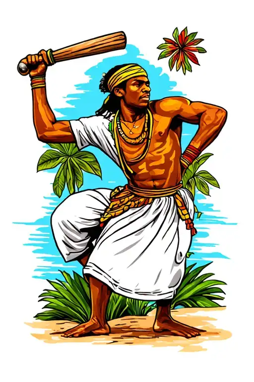 Capoeira Angola player in Bahia tattoo design idea