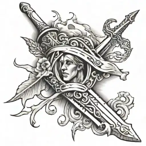 Long Broken Sword and Mark -21g tattoo design idea