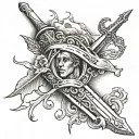 Long Broken Sword and Mark -21g tattoo design idea