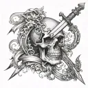 Long Broken Sword and Mark -21g tattoo design idea