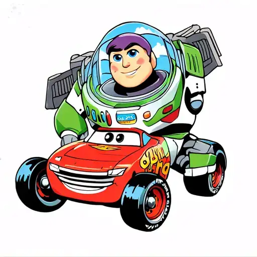 lightening McQueen and buzz light year tattoo design idea