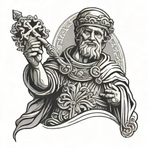 Roman Catholic saint holding tattoo design idea