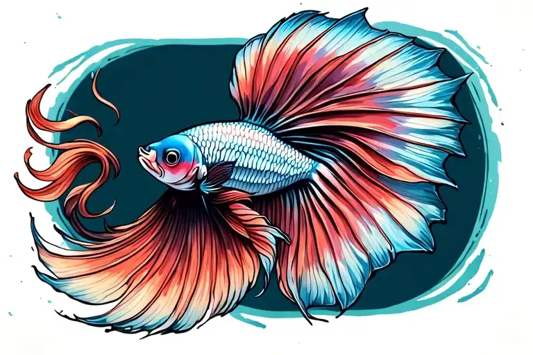 betta fish long tail tattoo design idea