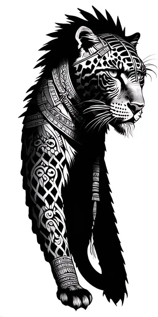 mayan jaguar warrior tattoo design idea