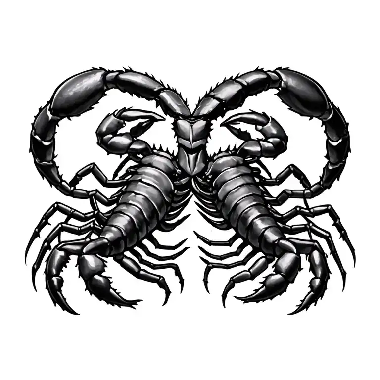 welldeness back round and gemini scorpion lovers tattoo design idea