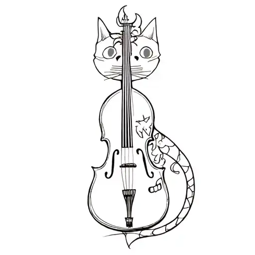 cat fiddle in the under world with skulls tattoo design idea
