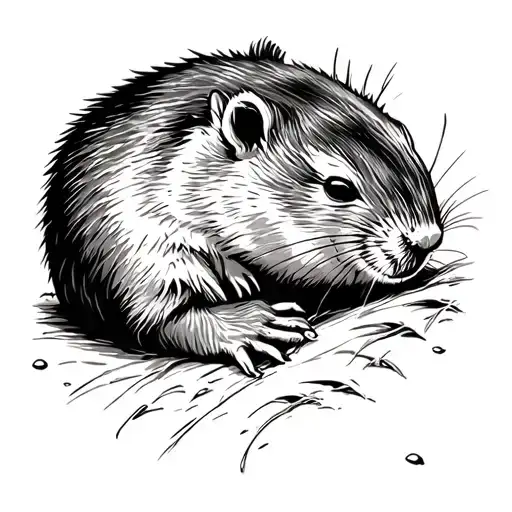 a groundhog taking a nap time tattoo design idea