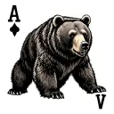 grizzly bear, poker cards, forest scene, marine corps tattoo design idea