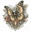 A realistic butterfly with insurance-related symbols like a shield or scales of justice incorporated into the design tattoo design idea