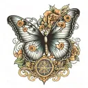A realistic butterfly with insurance-related symbols like a shield or scales of justice incorporated into the design tattoo design idea