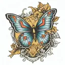 A realistic butterfly with insurance-related symbols like a shield or scales of justice incorporated into the design tattoo design idea