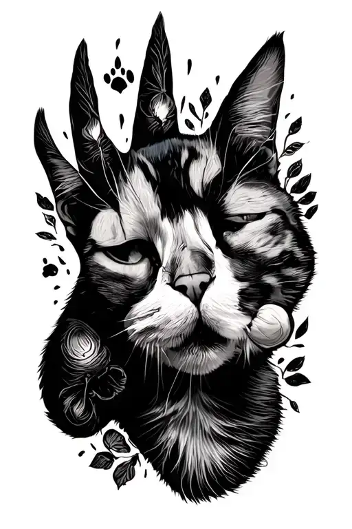 cat paw print surrounded paying tribute to dead pet tattoo design idea