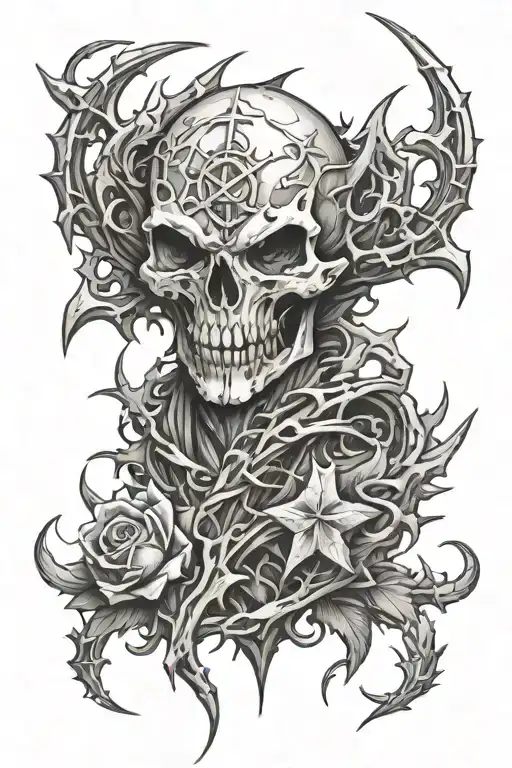 blasphemous game tattoo with thorns wrapped tattoo design idea