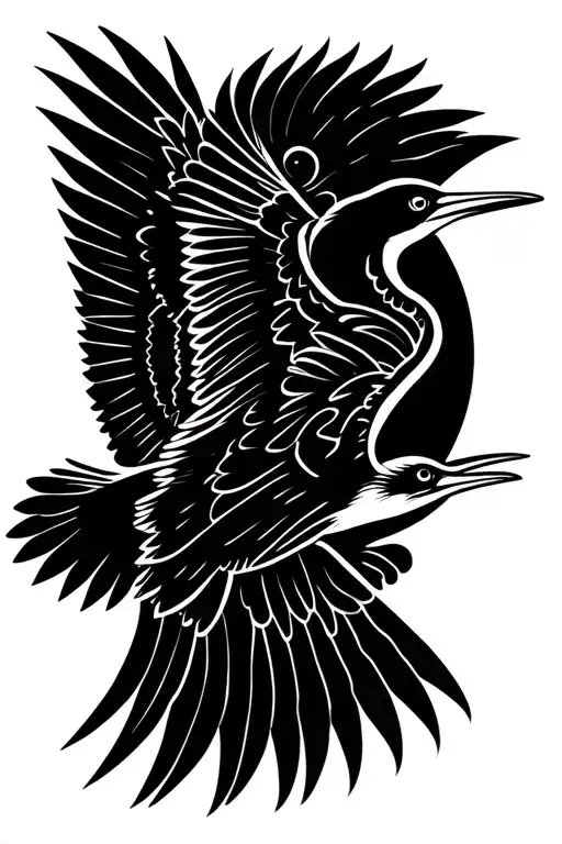 cormorant flying tattoo design idea
