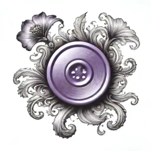 a purple button with 4 even holes tattoo design idea
