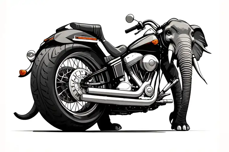 elephant on a harley davidson motorcycle tattoo design idea