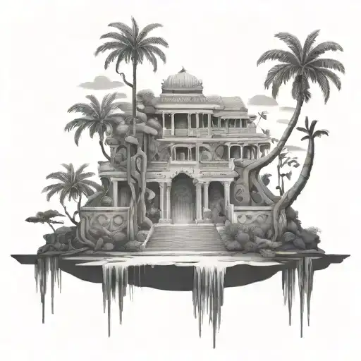 Hanging Gardens of Babylon tattoo design idea