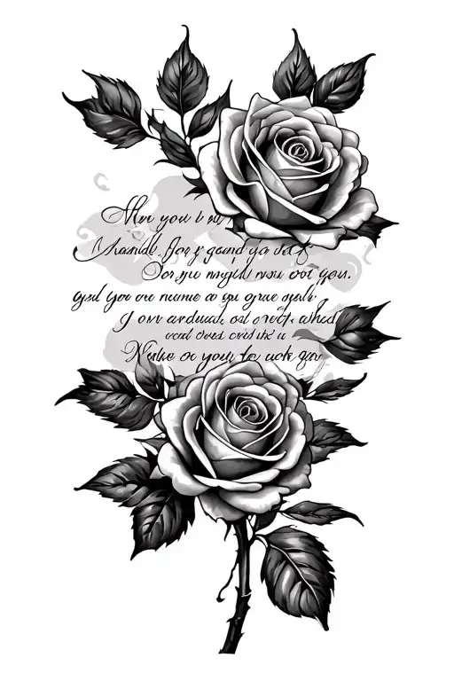 roses with scripture for grandma tattoo design idea