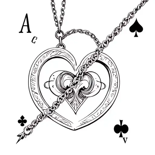 "A’cere" ace of spades, heart shaped locket tattoo design idea
