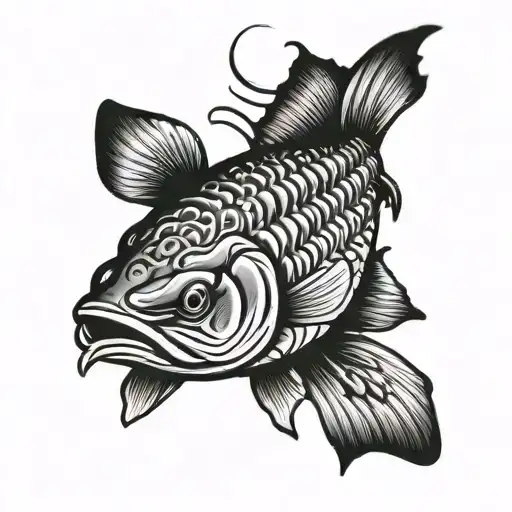 pike fish swimming tattoo design idea