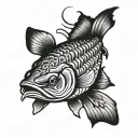 pike fish swimming tattoo design idea