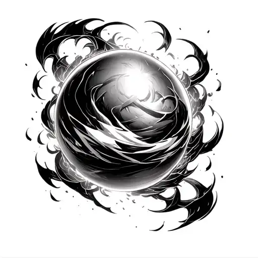 goku sphere floating tattoo design idea