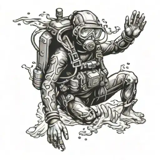 scuba diver tattoo design idea
