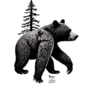 tall tree with momma bear tattoo design idea