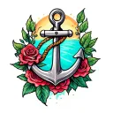 Anchor with rose wrapped tattoo design idea