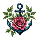 Anchor with rose wrapped tattoo design idea