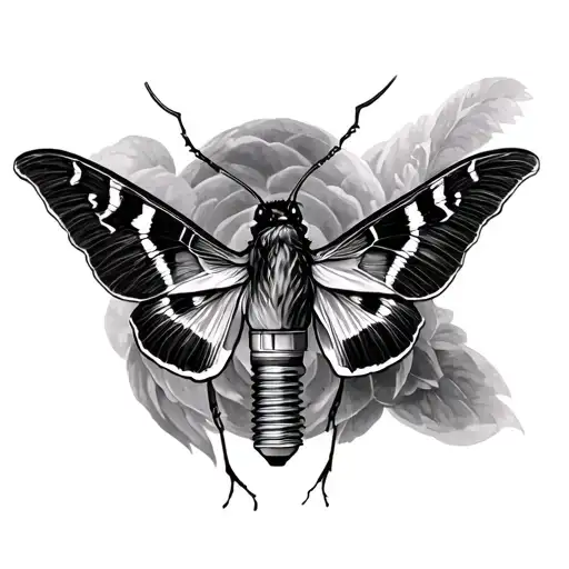 moth towards light bulb tattoo design idea