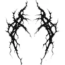 Sharp, abstract lines like tendons or energy cracks. Flowing, aggressive, irregular shape, no shading. tattoo design idea