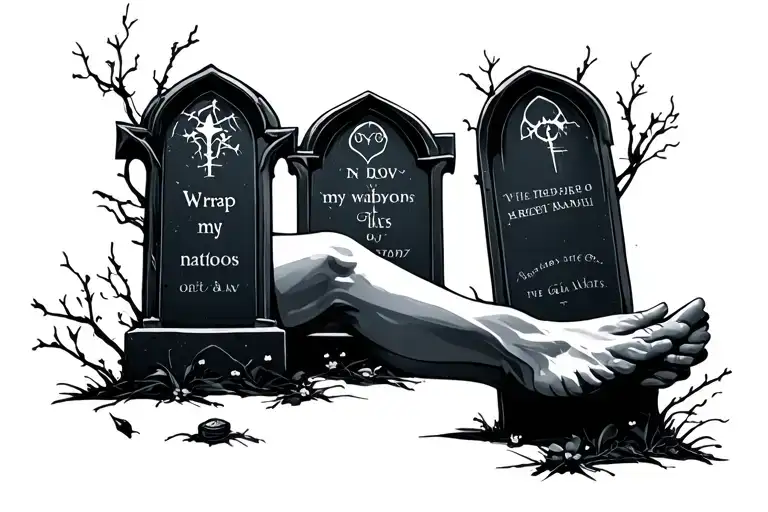 wrap my ankle cemetery minimalist gothic tattoo design idea