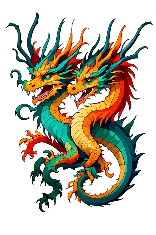 Twin dragons going tattoo design idea