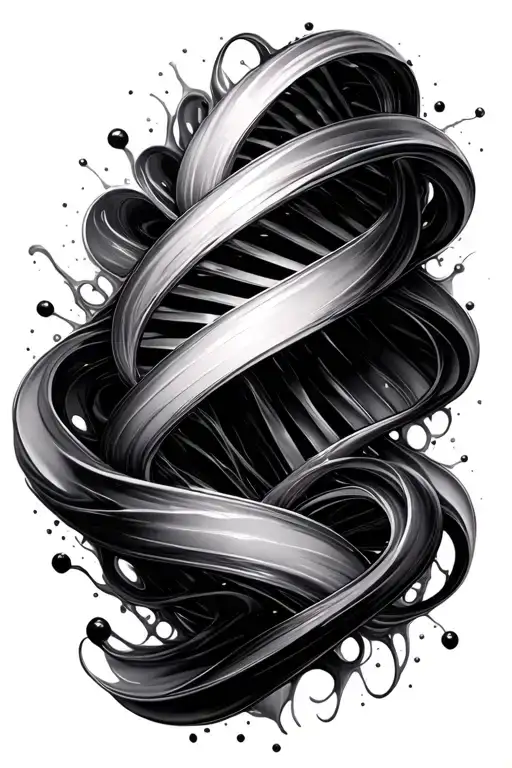 fluid aurora ribbons, translucent soundwaves, melting vortex, dna, artistic sound , shattered prism tattoo design idea