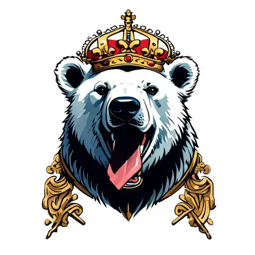 polar bear with real madrid crown tattoo design idea